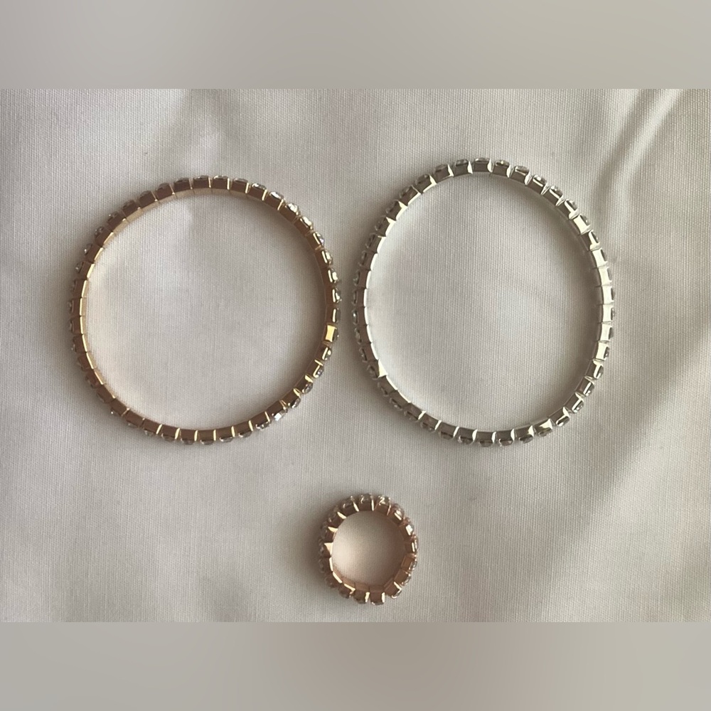 TwoBracelet One Silver -tone Color One gold-tone and ring All Stretch